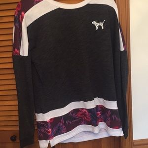 Grey, white and pink crew neck